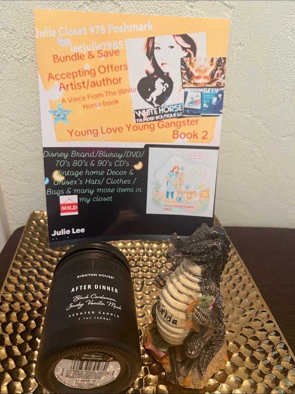 #2345*”3x4”Florida Alligator Figurine with Decorative Black Jar Candle - Picture 6 of 17